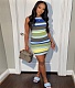 Striped Knitted Sleeveless Bodycon Backless Dress MEY-20794