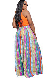 High Waist Print Loose Plus Size Wide Leg Pants ZAND-31200