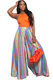 High Waist Print Loose Plus Size Wide Leg Pants ZAND-31200