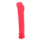 Elegant Solid High Waist Wide Leg Straight Pants ASL-6575