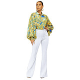 Solid High Waist Skinny Office Lady Flare Pants SH-390308