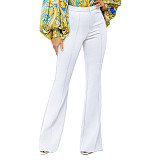 Solid High Waist Skinny Office Lady Flare Pants SH-390308