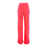 Elegant Solid High Waist Wide Leg Straight Pants ASL-6575