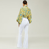 Solid High Waist Skinny Office Lady Flare Pants SH-390308