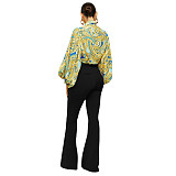 Solid High Waist Skinny Office Lady Flare Pants SH-390308