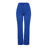 Solid High Waist Skinny Office Lady Flare Pants SH-390308