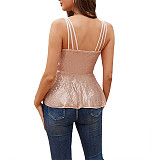 Sequined Spaghetti Strap Camisole Tank Tops OYW-20645