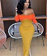 Knitted Patchwork Off Shoulder Backless Bodycon Dress OD-8481