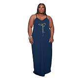 Plus Size Sleeveless V-Neck Loose Maxi Dress DY-69482