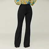 Solid High Waist Skinny Office Lady Flare Pants SH-390308