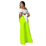 Elegant Solid High Waist Wide Leg Straight Pants ASL-6575