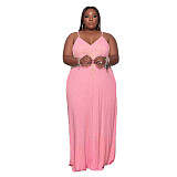 Plus Size Sleeveless V-Neck Loose Maxi Dress DY-69482