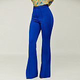 Solid High Waist Skinny Office Lady Flare Pants SH-390308