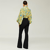 Solid High Waist Skinny Office Lady Flare Pants SH-390308