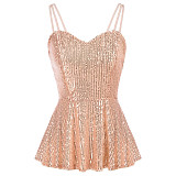 Sequined Spaghetti Strap Camisole Tank Tops OYW-20645