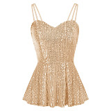 Sequined Spaghetti Strap Camisole Tank Tops OYW-20645
