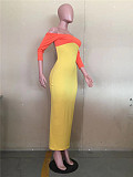 Knitted Patchwork Off Shoulder Backless Bodycon Dress OD-8481