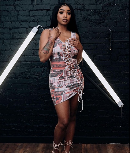 Sleeveless Cut Out Lace Up Front Bodycon Mini Dress BN-829