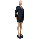 OL Long Sleeve Cardigan Blazer Shorts 3 Piece Sets WSM-5388