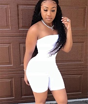 White Strapless Bodycon One Piece Rompers MUX-6004