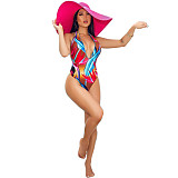 Printed Halter Backless Beach Wear One Piece Swimsuit ORY-5104