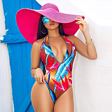 Printed Halter Backless Beach Wear One Piece Swimsuit ORY-5104