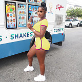 Side Striped Short Sleeve Crop Top and Shorts Outfits SH-390307