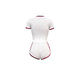 Side Striped Short Sleeve Crop Top and Shorts Outfits SH-390307
