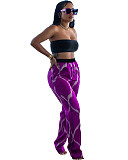 Strapless Crop Top+Print Wide Leg Pants 2 Pcs Set ZAND-31201