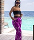 Strapless Crop Top+Print Wide Leg Pants 2 Pcs Set ZAND-31201
