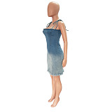 Sleeveless Spaghetti Straps Bodycon Denim Dresses LX-6927