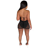 Sparkly Sequin Bra Top Mesh Shorts Beach 2 Piece Suit  TE-4391