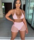 Sparkly Sequin Bra Top Mesh Shorts Beach 2 Piece Suit  TE-4391
