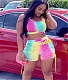 Gradient Sleeveless Crop Tops Lace Up Shorts Suit MAE-2142