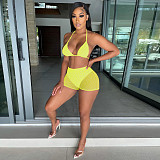 Sparkly Sequin Bra Top Mesh Shorts Beach 2 Piece Suit  TE-4391