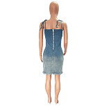 Sleeveless Spaghetti Straps Bodycon Denim Dresses LX-6927