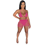 Sparkly Sequin Bra Top Mesh Shorts Beach 2 Piece Suit  TE-4391