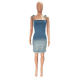 Sleeveless Spaghetti Straps Bodycon Denim Dresses LX-6927