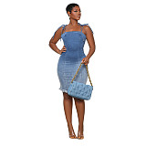 Sleeveless Spaghetti Straps Bodycon Denim Dresses LX-6927