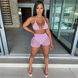 Sparkly Sequin Bra Top Mesh Shorts Beach 2 Piece Suit  TE-4391