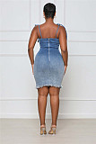 Sleeveless Spaghetti Straps Bodycon Denim Dresses LX-6927