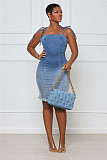 Sleeveless Spaghetti Straps Bodycon Denim Dresses LX-6927