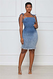 Sleeveless Spaghetti Straps Bodycon Denim Dresses LX-6927