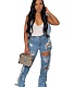 Ripped Hole Tassels Denim Bell Bottom Trousers LA-3306