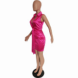 Classic Turn Down Collar Sleeveless Bandage Dresses BGN-241