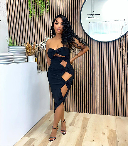 Cut Out Backless Strapless Bodycon Summer Dress ZAND-31206