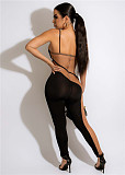 Mesh Patchwork Sleeveless Strap Bodycon Jumpsuit MEM-88433