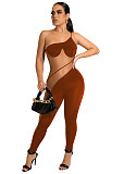 Mesh Patchwork Sleeveless Strap Bodycon Jumpsuit MEM-88433