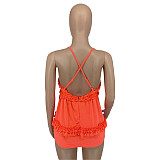 Ruffles V Neck Backless Slim Fit Camisole Sweet Tops GLS-10102