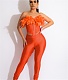 Feathers Corset Crop Top and Cut Out Pants Outfits MEM-88434